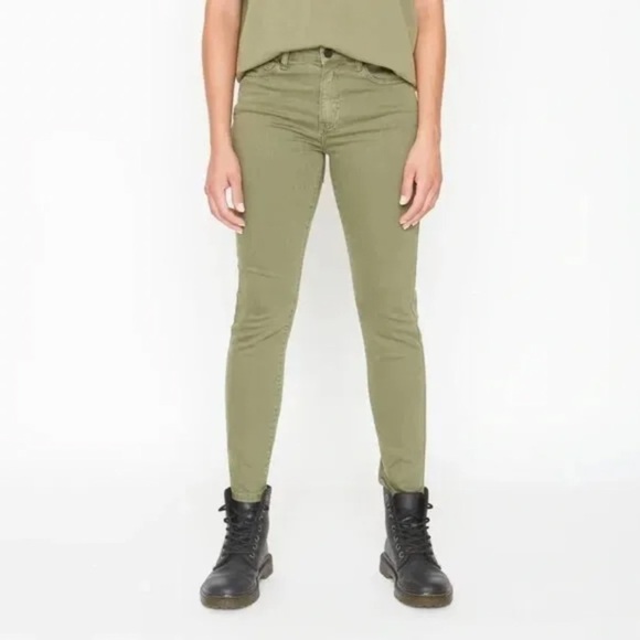 NWT Sandrine Rose X Free People army green skinny ankle pants jeans size 28 crop - Picture 3 of 10
